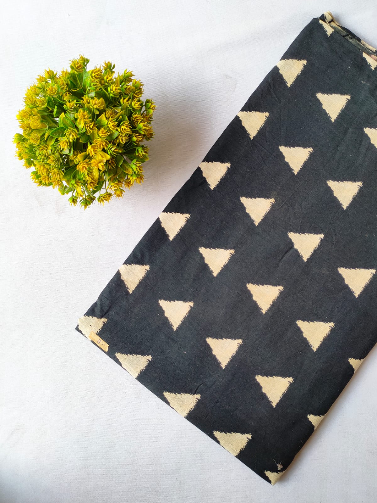 Black Geometric Screen Print Pure Cotton Fabric From Tulsi Prints