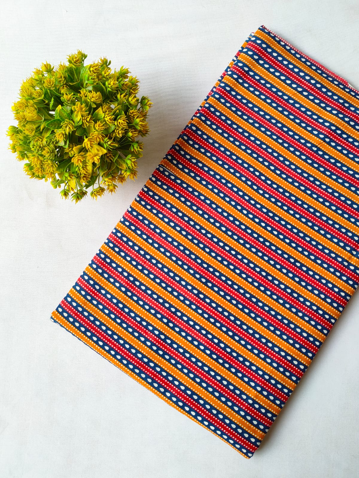 Multi Color Striped Screen Print Pure Cotton Fabric From Tulsi Prints