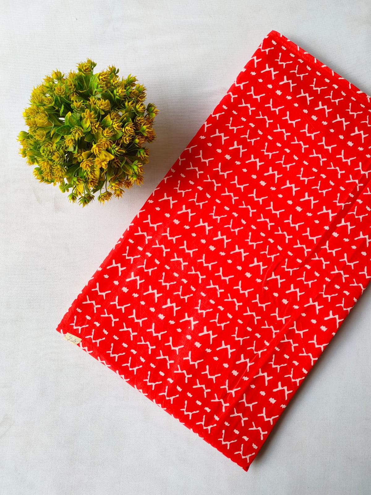 Red Geometric Chevron Screen Print Pure Cotton Fabric From Tulsi Prints