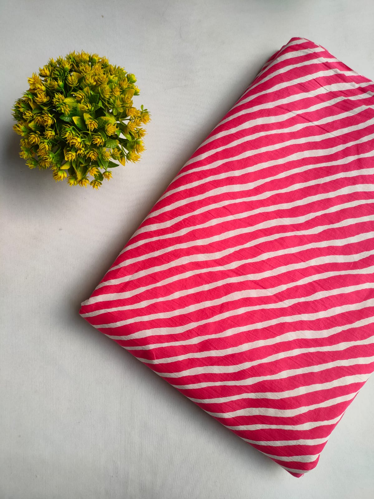 Pink Striped Screen Print Pure Cotton Fabric From Tulsi Prints