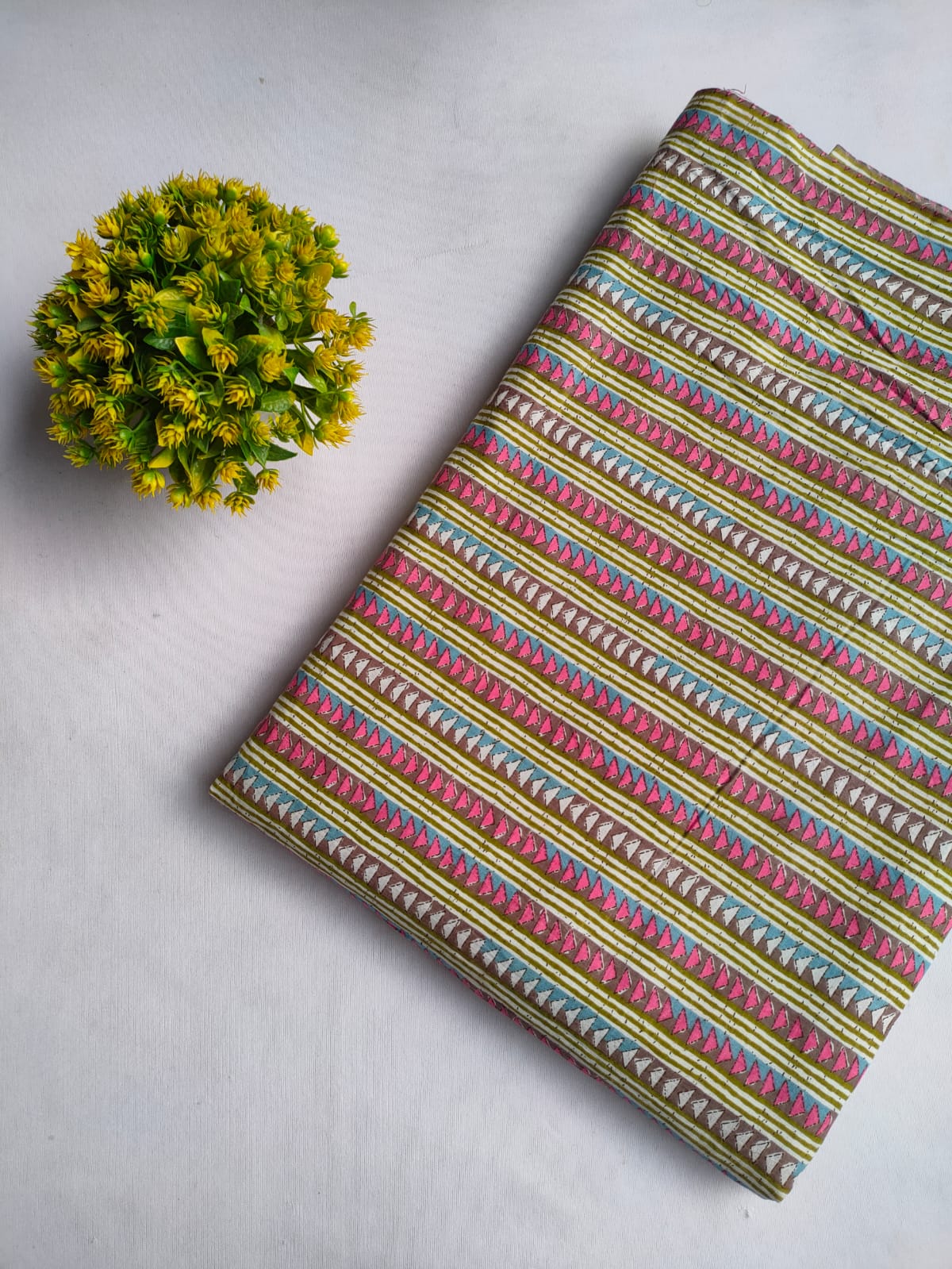 Brown Geometric Screen Print Pure Cotton Fabric From Tulsi Prints