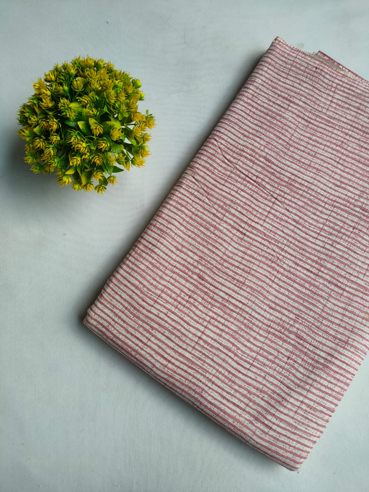 Red Striped Screen Print Pure Cotton Fabric From Tulsi Prints