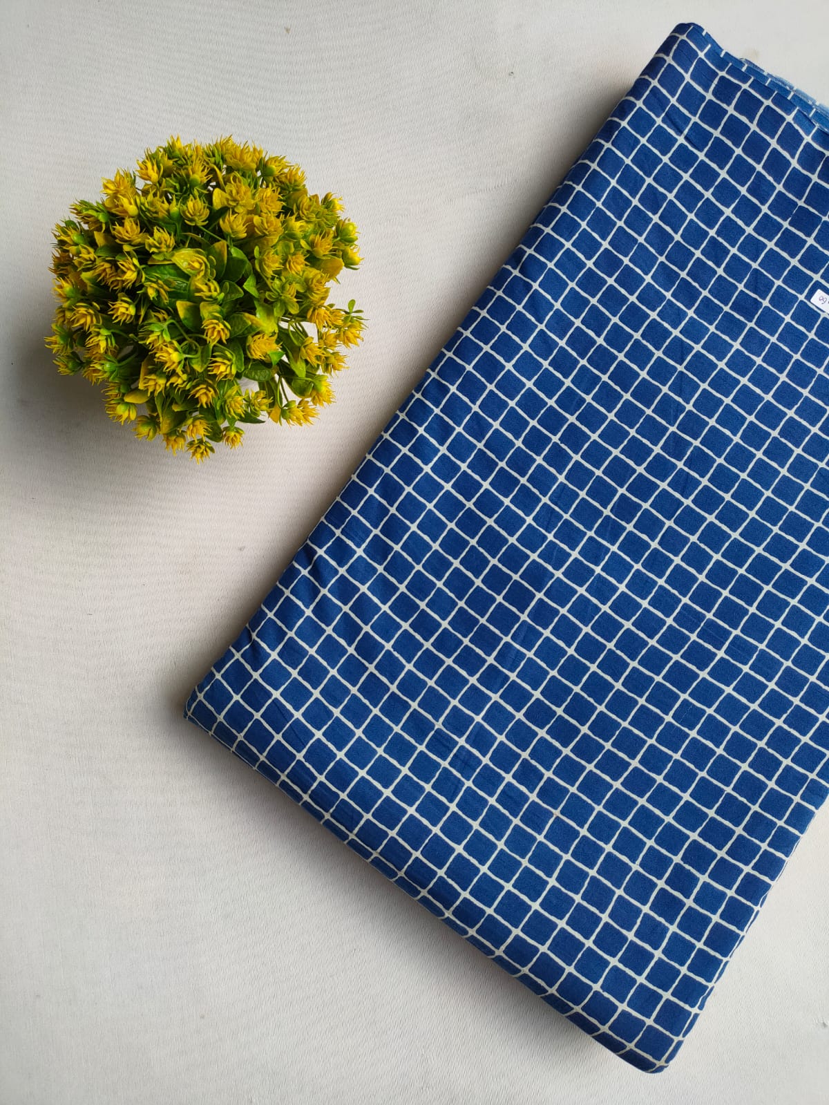 Blue Geometric Screen Print Pure Cotton Fabric From Tulsi Prints
