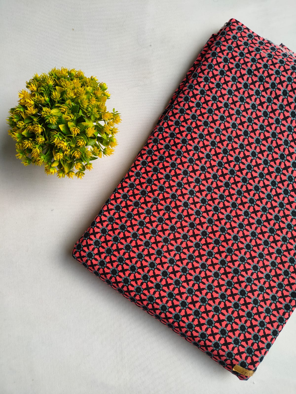 Red Floral Screen Print Pure Cotton Fabric From Tulsi Prints