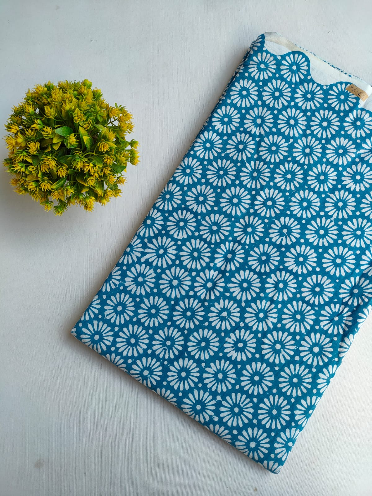 Blue Floral Boota Sanganeri Hand Block Print Pure Cotton Fabric From Tulsi Prints