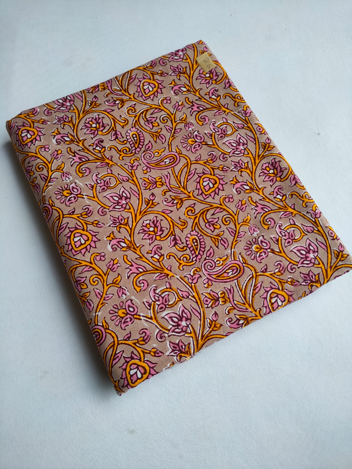 Beige Floral Vine Sanganeri Hand Block Print Pure Cotton Fabric From Tulsi Prints
