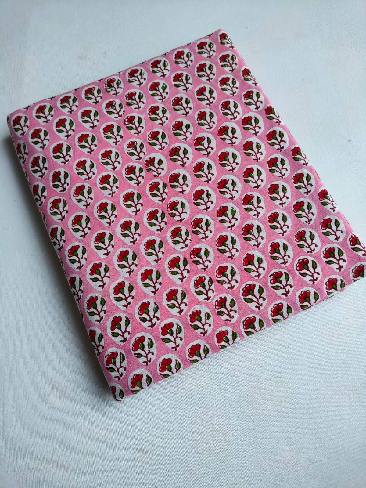 Pink Floral Boota Sanganeri Hand Block Print Pure Cotton Fabric From Tulsi Prints
