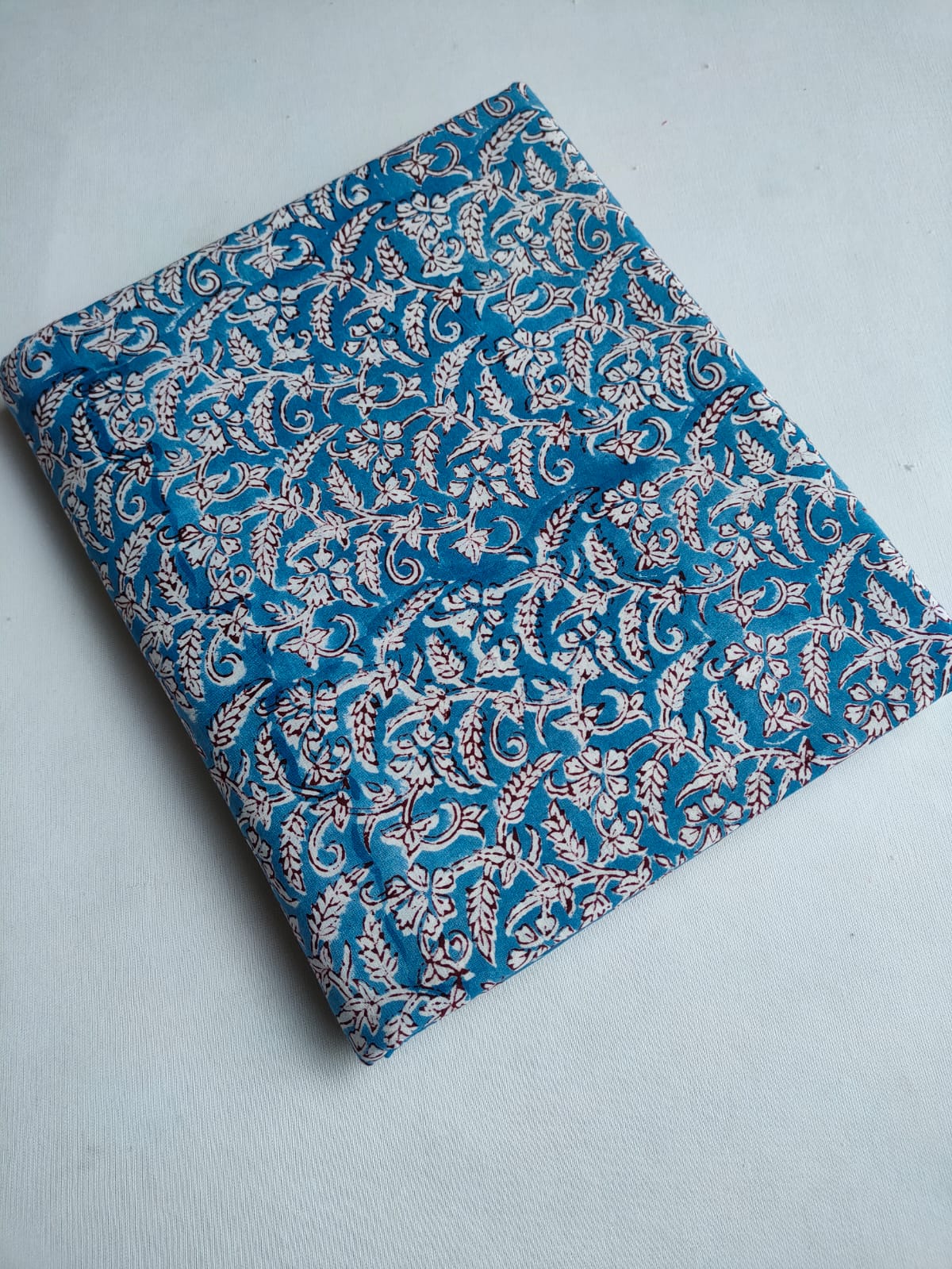 Blue Floral Vine Sanganeri Hand Block Print Pure Cotton Fabric From Tulsi Prints