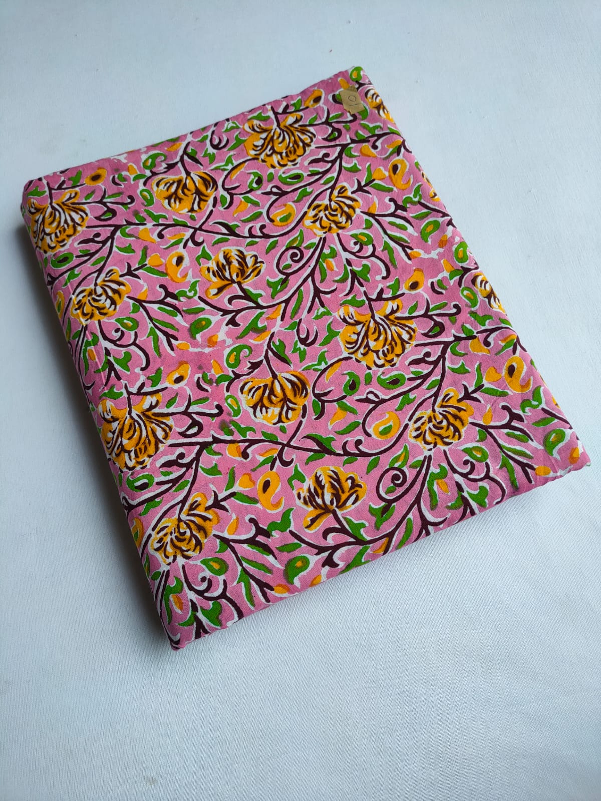 Pink Floral Vine Sanganeri Hand Block Print Pure Cotton Fabric From Tulsi Prints