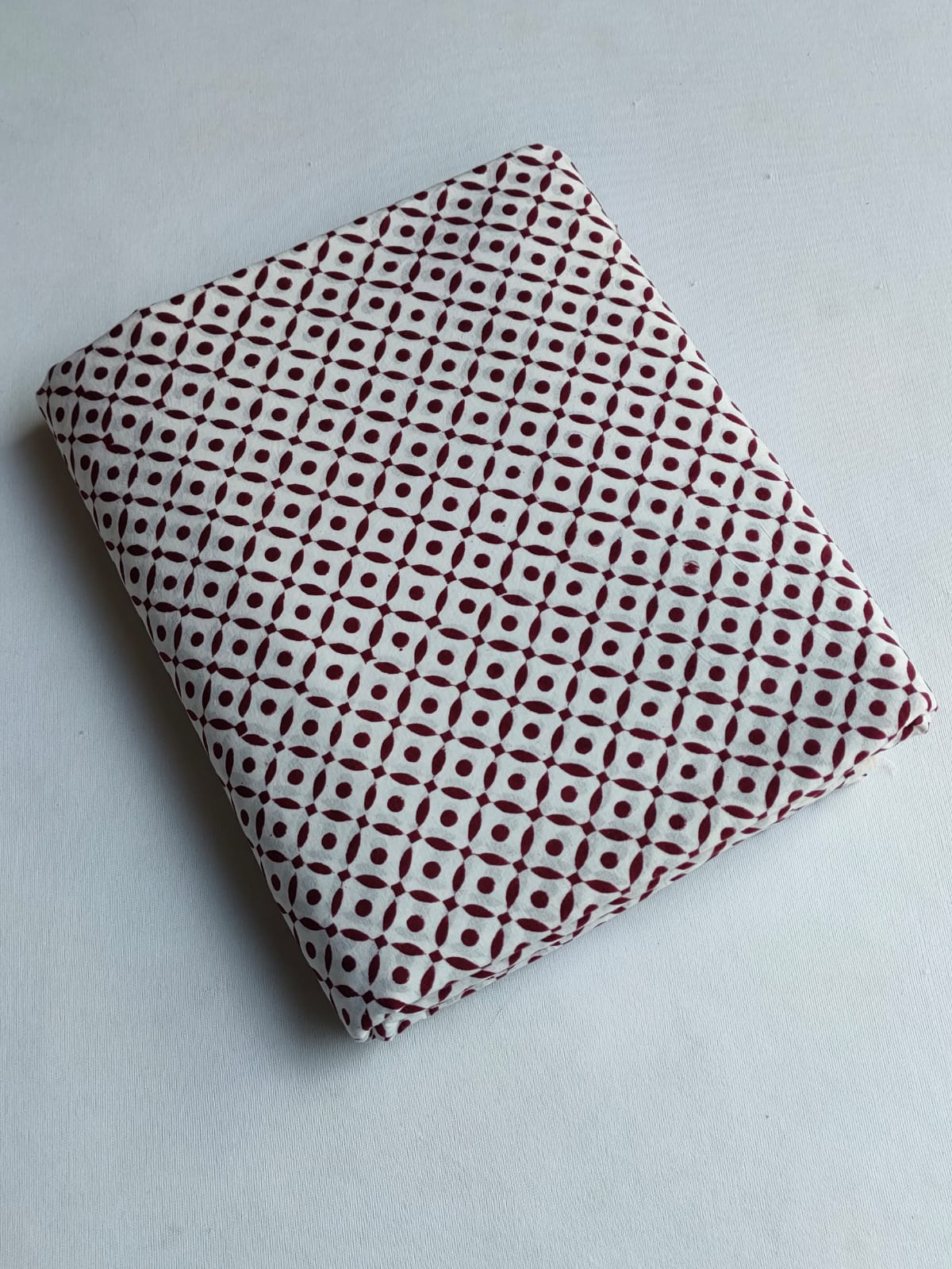 Maroon Geometric Sanganeri Hand Block Print Pure Cotton Fabric From Tulsi Prints