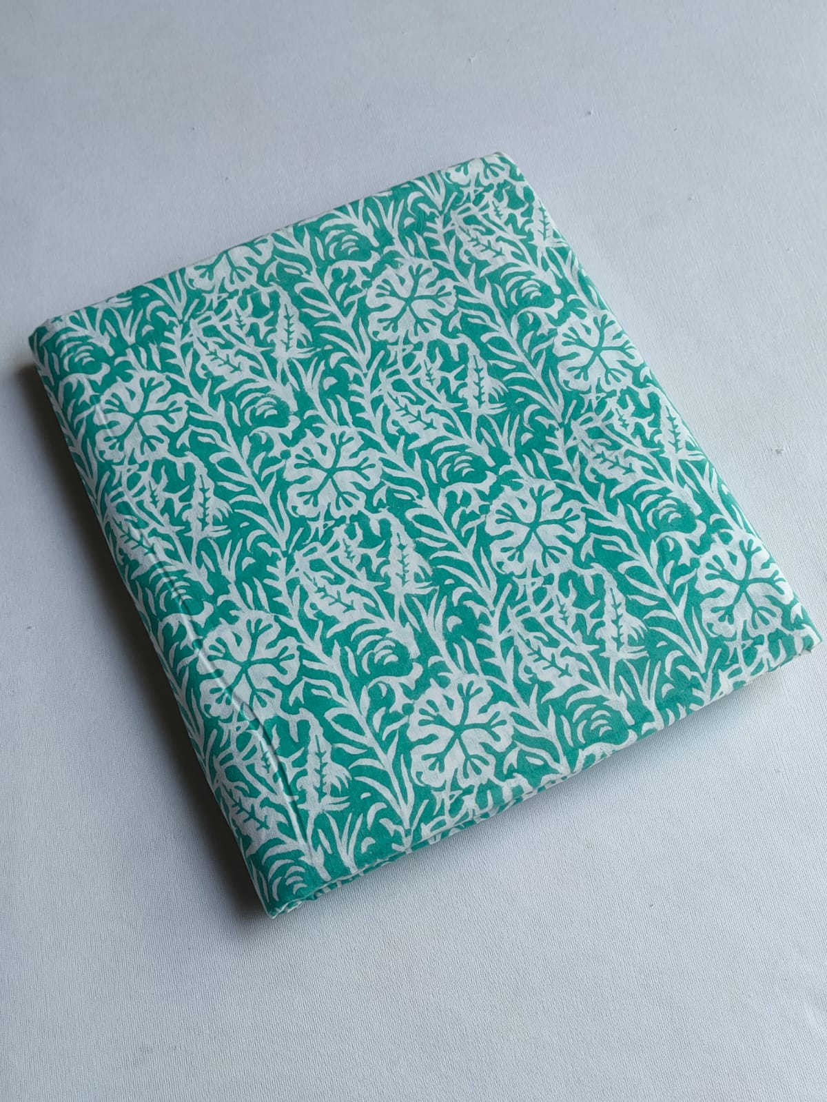 Teal Green Floral Vine Sanganeri Block Print Pure Cotton Fabric From Tulsi Prints