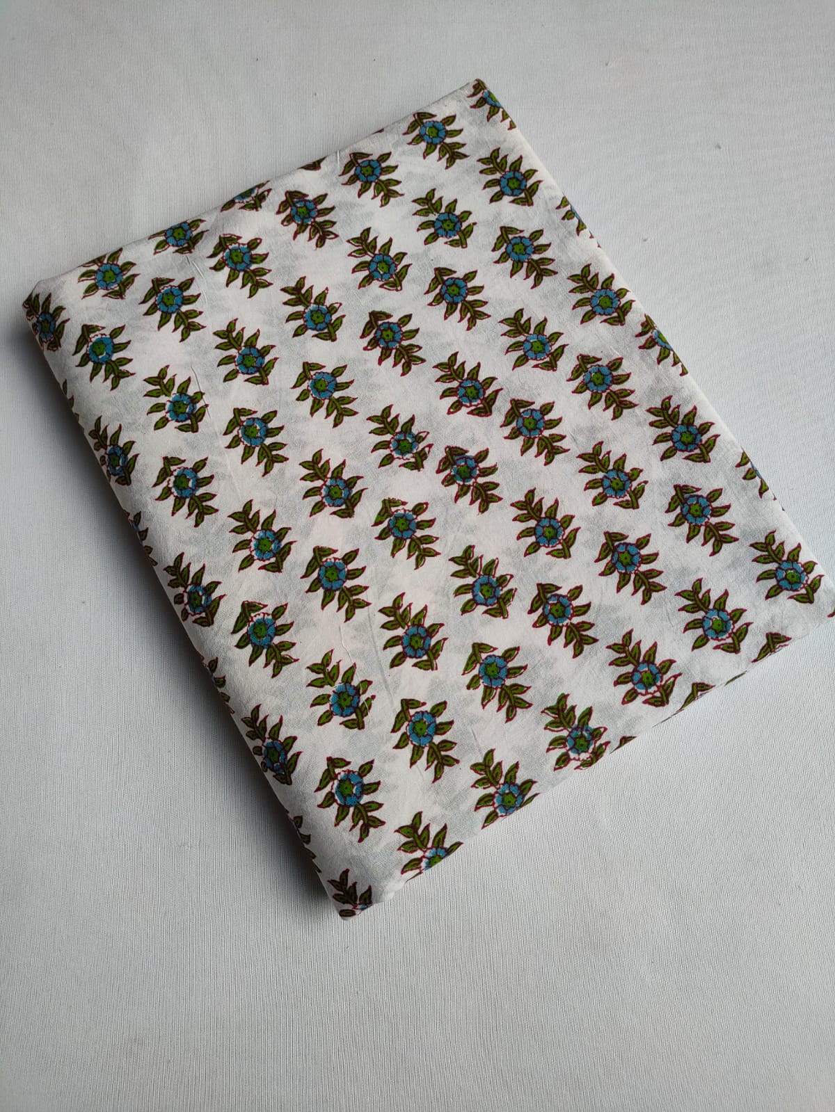 White Floral Boota Sanganeri Print Pure Cotton Fabric From Tulsi Prints
