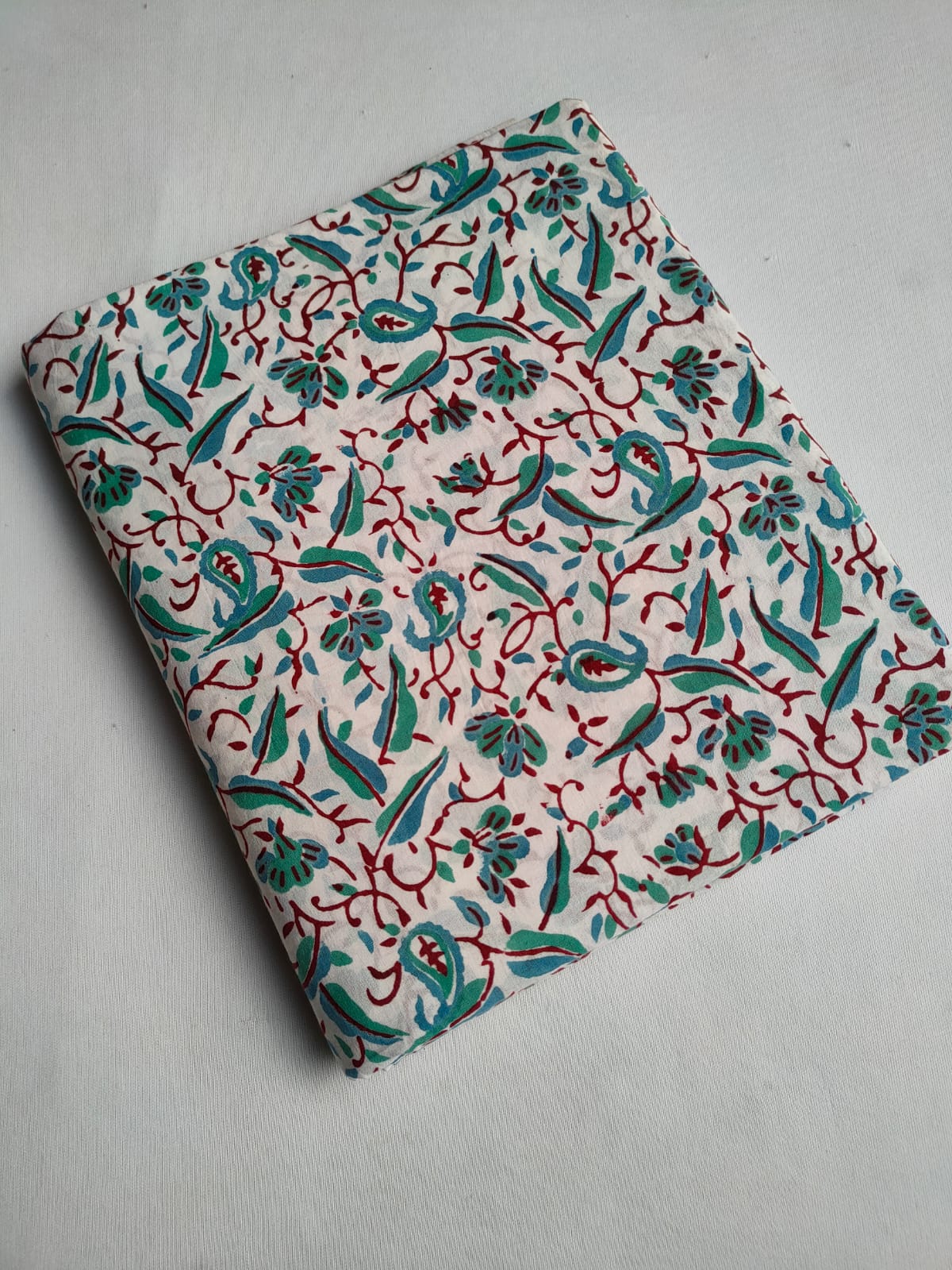 Off White Floral Vine Sanganeri Hand Block Print Pure Cotton Fabric From Tulsi Prints