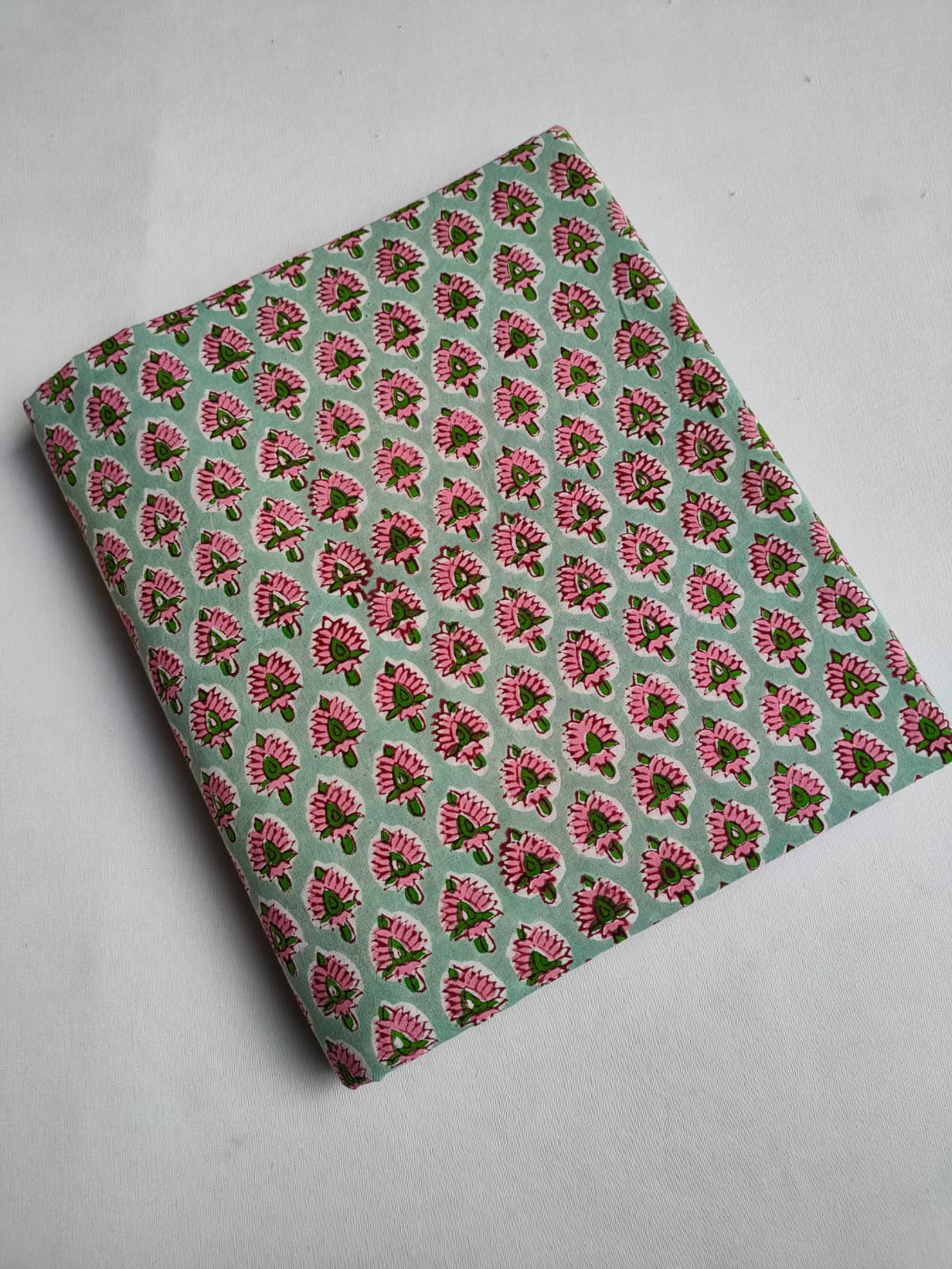 Mint Green Floral Boota Sanganeri Print Pure Cotton Fabric From Tulsi Prints