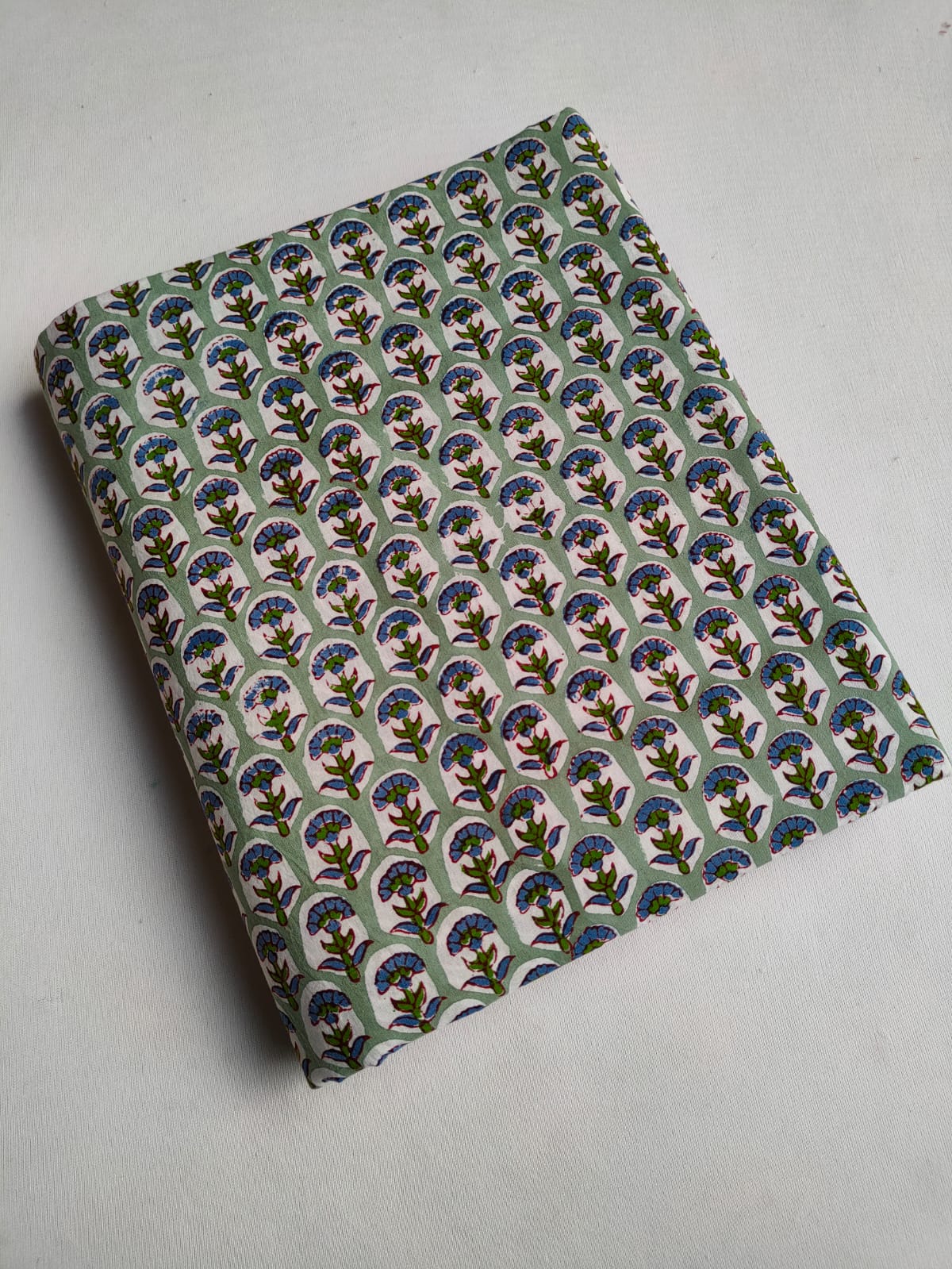 Sage Green Floral Boota Sanganeri Hand Block Print Pure Cotton Fabric From Tulsi Prints