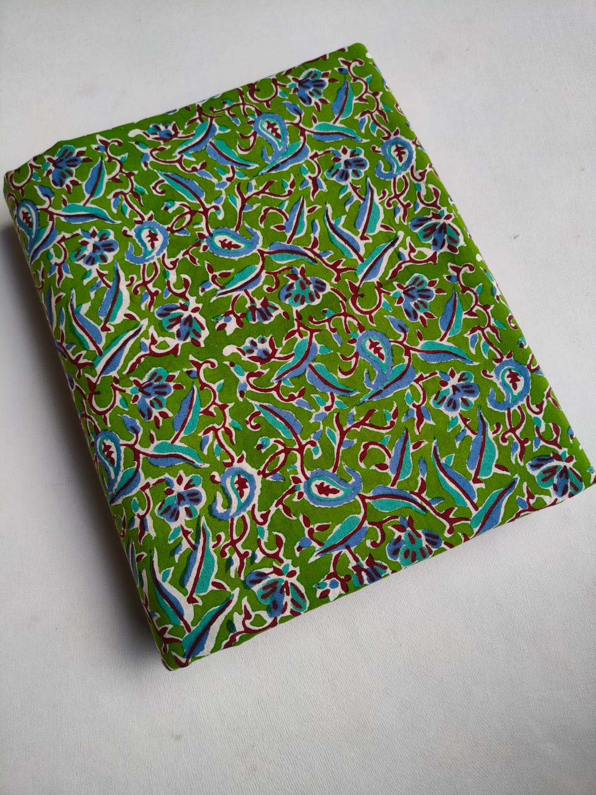 Green Floral Vine Jaipuri Hand Block Print Pure Cotton Fabric From Tulsi Prints
