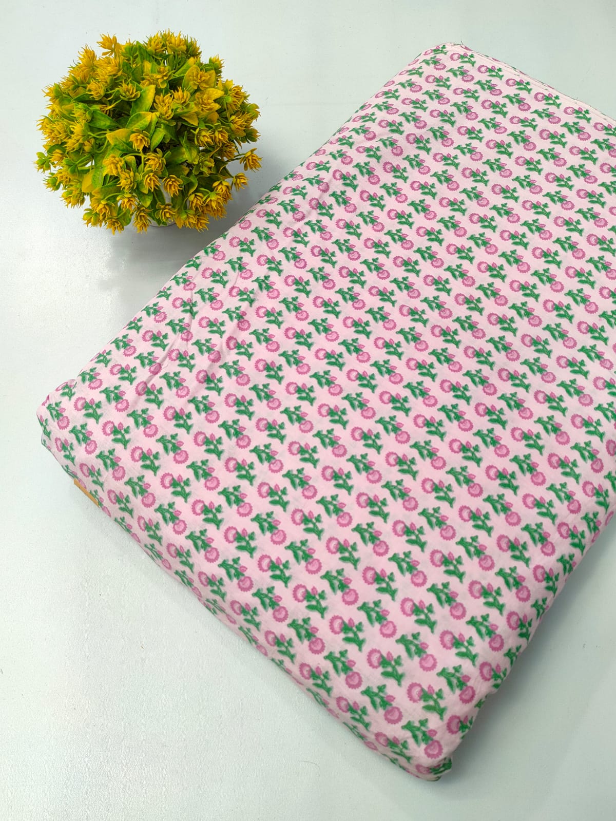 Pink Floral Screen Print Pure Cotton Fabric From Tulsi Prints