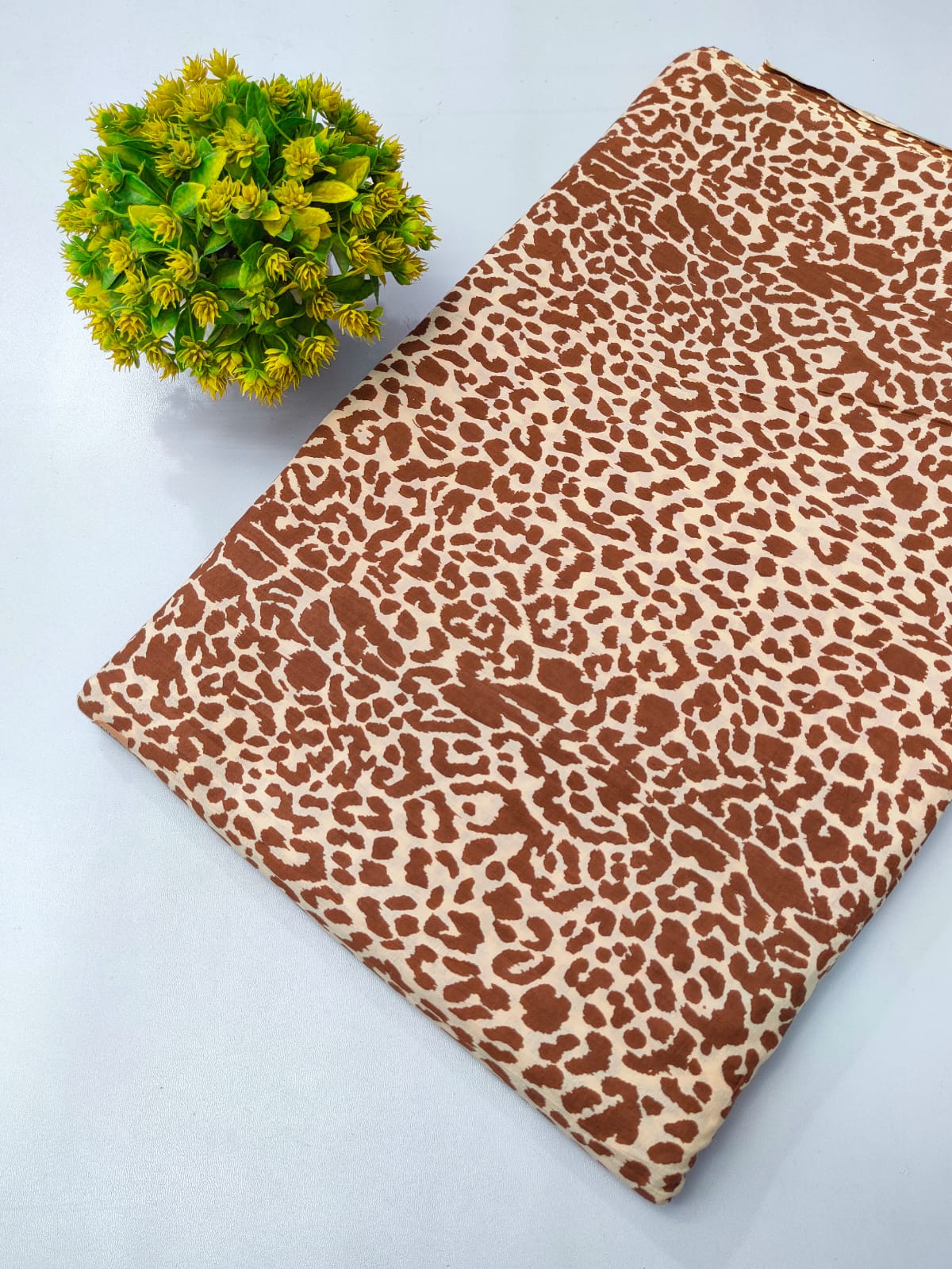 Brown Animal Print Screen Print Pure Cotton Fabric From Tulsi Prints
