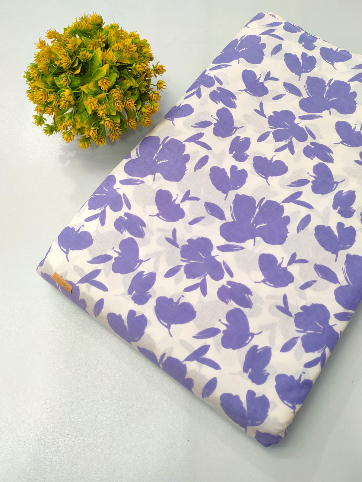 Purple Floral Screen Print Pure Cotton Fabric From Tulsi Prints