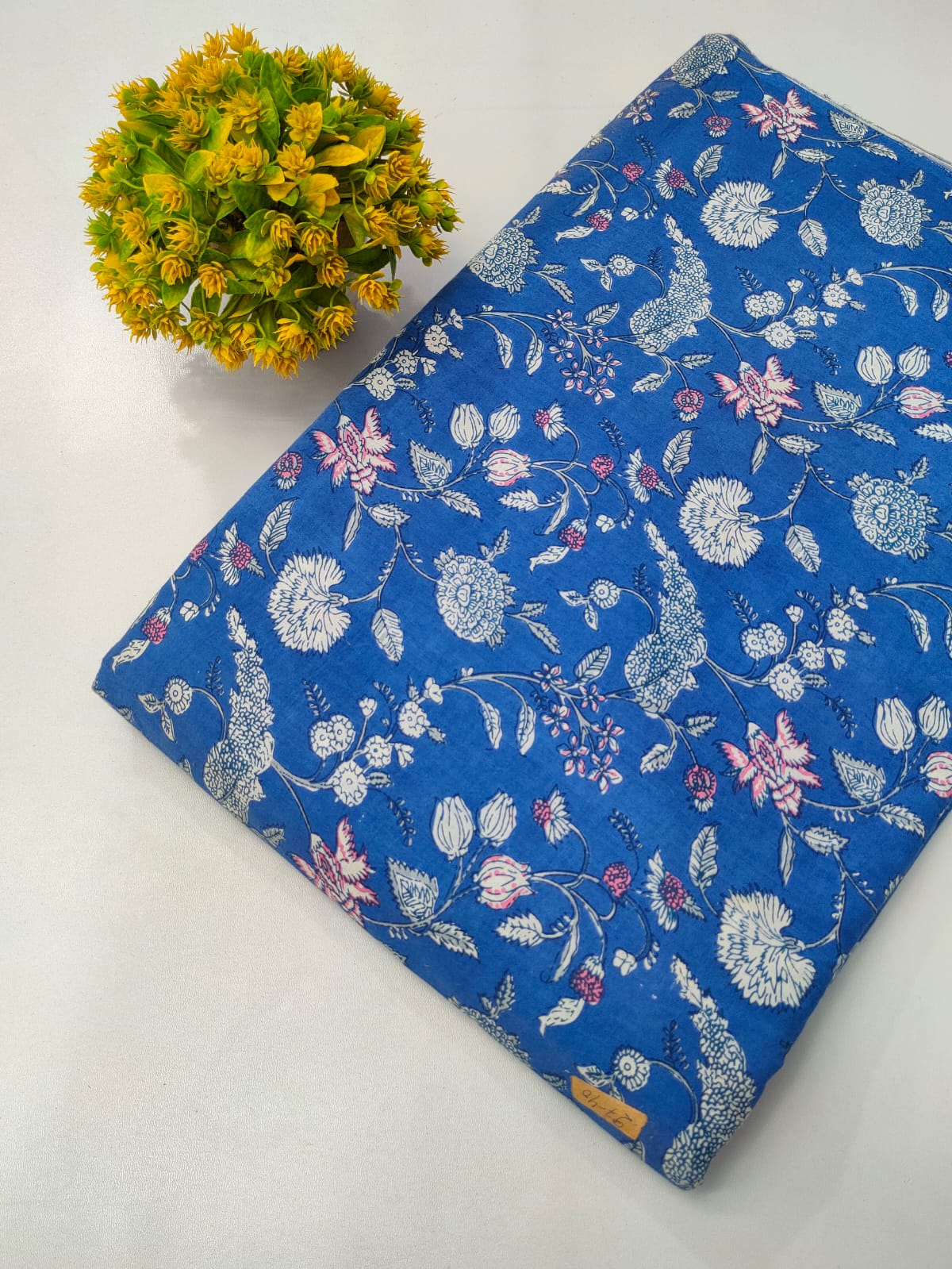 Blue Floral Screen Print Pure Cotton Fabric From Tulsi Prints