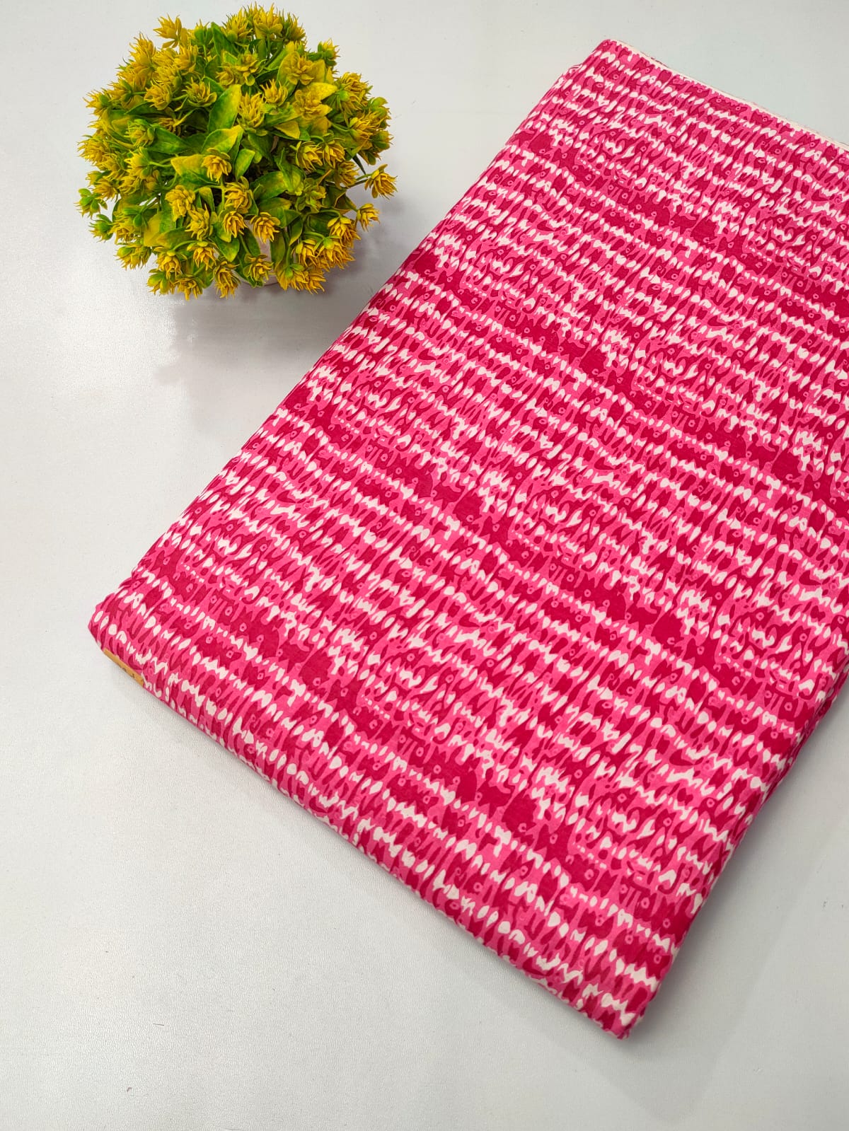 Pink Abstract Screen Print Pure Cotton Fabric From Tulsi Prints