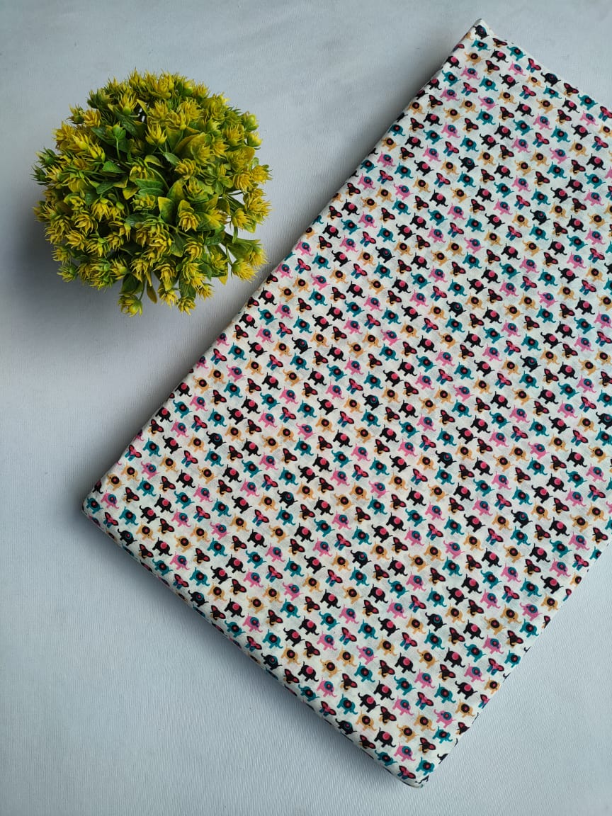 Multicolor Floral Boota Print Screen Print Pure Cotton Fabric From Tulsi Prints