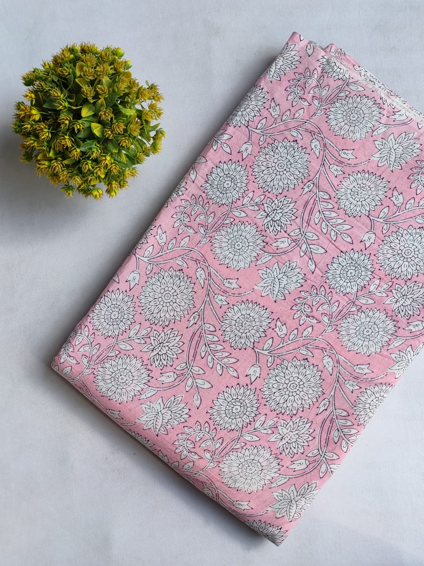 Hand Block Printed Pure Cotton Fabric In Running Length - JBRHS12