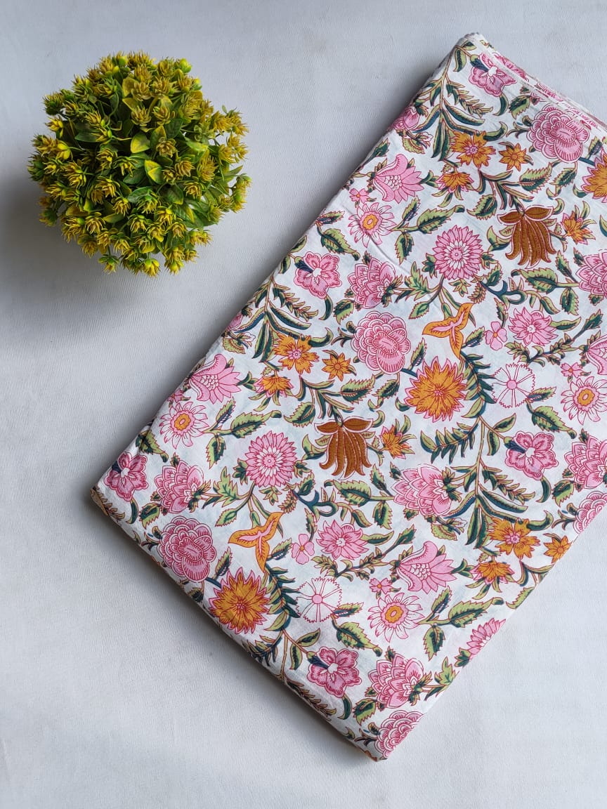 Hand Block Printed Pure Cotton Fabric In Running Length - JBRHS31