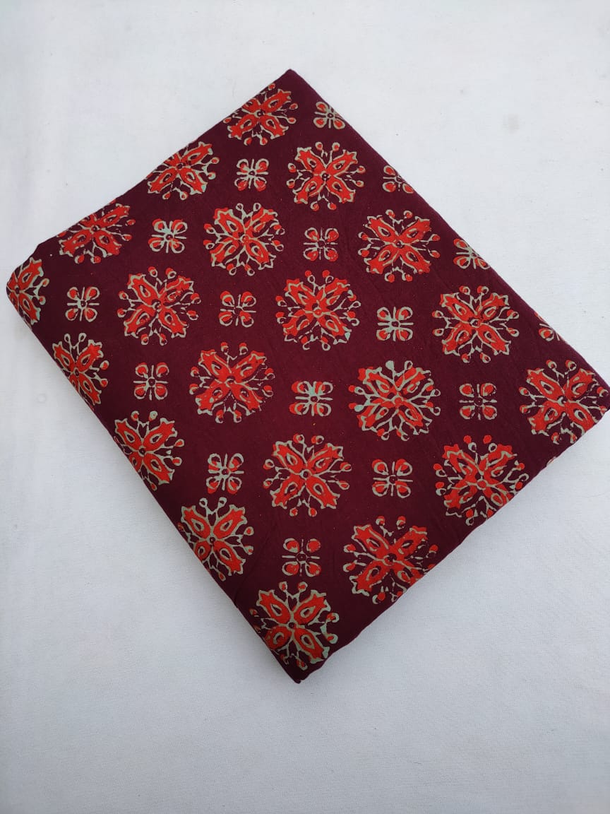 Bagru Pure Cotton Hand Block Fabric - JBRBK695