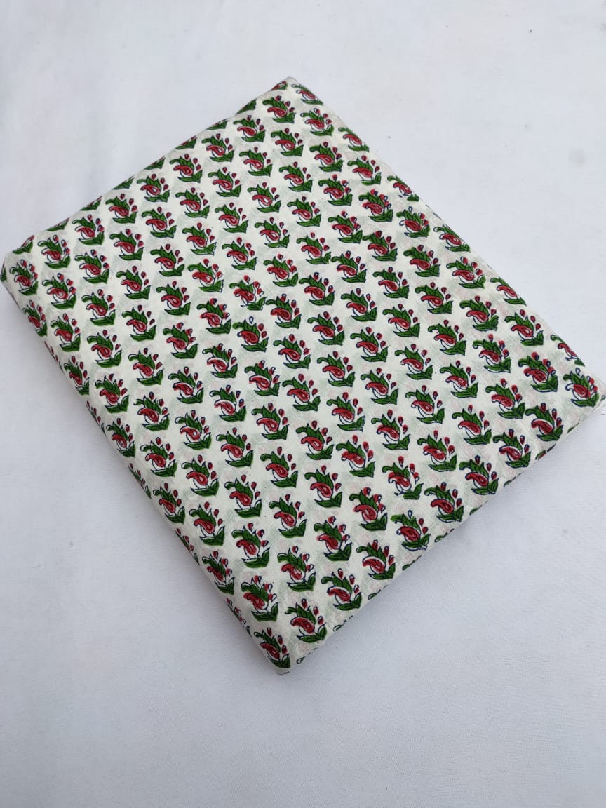 Bagru Pure Cotton Hand Block Fabric - JBRBK702