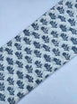 White and Navy Blue Floral Screen Print Pure Cotton Fabric From Tulsi Prints