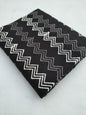 Black Zigzag Bagru Block Print Pure Cotton Fabric From Tulsi Prints