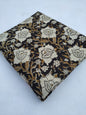 Black Floral Bagru Block Print Cotton Fabric From Tulsi Prints