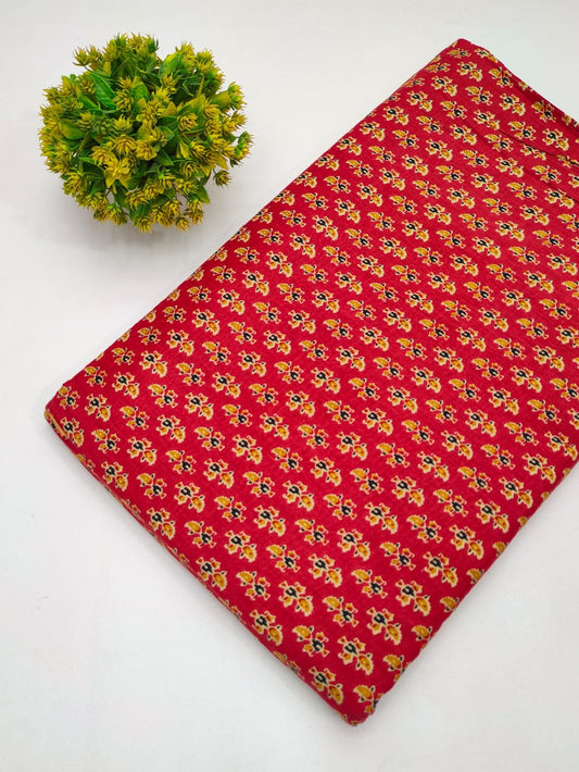 Red Small Buti Screen Print Pure Cotton Fabric From Tulsi Prints