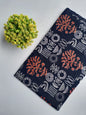 Navy Blue Abstract Jaipuri Block Print Cotton Fabric From Tulsi Prints