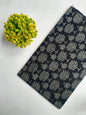 Black Botanical Sanganeri Block Print Pure Cotton Fabric From Tulsi Prints