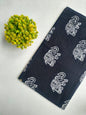 Black Elephant Jaipuri Hand Block Print Cotton Fabric From Tulsi Prints