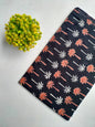 Black Floral Palm Sanganeri Hand Block Print Cotton Fabric From Tulsi Prints