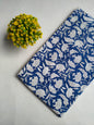 Blue Floral Vine Sanganeri Hand Block Print Pure Cotton Fabric From Tulsi Prints