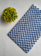 Blue Chevron Jaipuri Block Print Pure Cotton Fabric From Tulsi Prints
