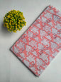 Coral Pink Paisley Motif Sanganeri Print Pure Cotton Fabric From Tulsi Prints