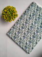 White And Green Swirl Motifs Sanganeri Block Print Pure Cotton Fabric From Tulsi Prints