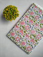 White Pink Floral Vine Jaipuri Hand Block Print Pure Cotton Fabric From Tulsi Prints