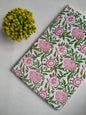 White Pink Floral Sanganeri Print Pure Cotton Fabric From Tulsi Prints