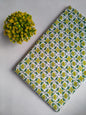 White And Yellow Floral Vine Sanganeri Hand Block Print Pure Cotton Fabric From Tulsi Prints