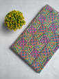 Pink and Green Geometric Paisley Block Print Pure Cotton Fabric From Tulsi Prints