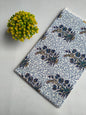 White And Blue Floral Vine Jaipuri Hand Block Print Pure Cotton Fabric From Tulsi Prints