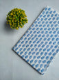 White And Blue Elephant Motif Sanganeri Print Pure Cotton Fabric From Tulsi Prints