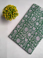 Green Floral Vine Jaipuri Hand Block Print Pure Cotton Fabric From Tulsi Prints