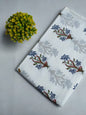 White Floral Vine Sanganeri Block Print Pure Cotton Fabric From Tulsi Prints
